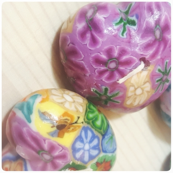 *SOLD* SET 6 vtg Millefiori floating heart candles - Picture 3 of 8